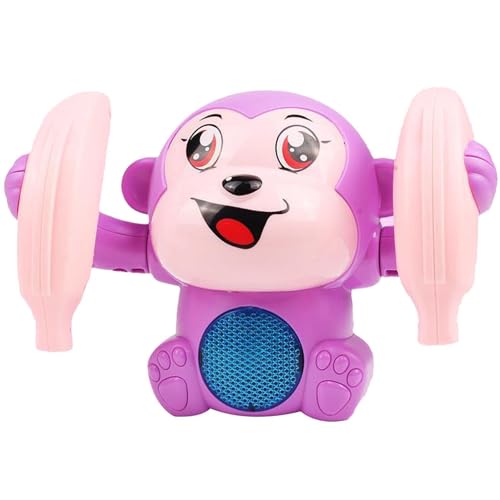 電気猿のおもちゃ - 猿の音楽玩具、ハイハイする赤ちゃんの動くおもちゃ | 電気猿のおもちゃ高級素材 バナナを持ったローリングモンキー 赤ちゃんの動くおもちゃ トーキングベビーミュージカルおもちゃ 幼児用 キッズ ボーイズ ガールズ