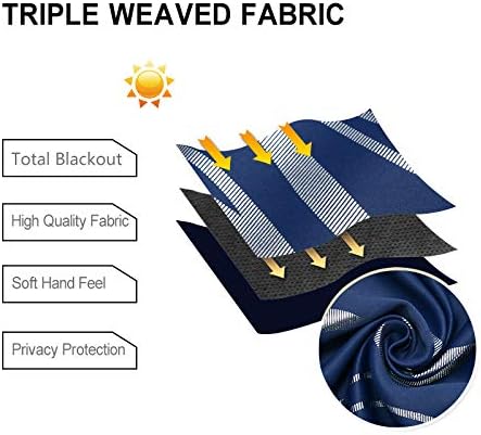 Miniatura 6 de DWCN Cortinas opacas para dormitorio, estampado a rayas plateadas, protección de privacidad, cortinas para oscurecer la habitación con alzapaños,