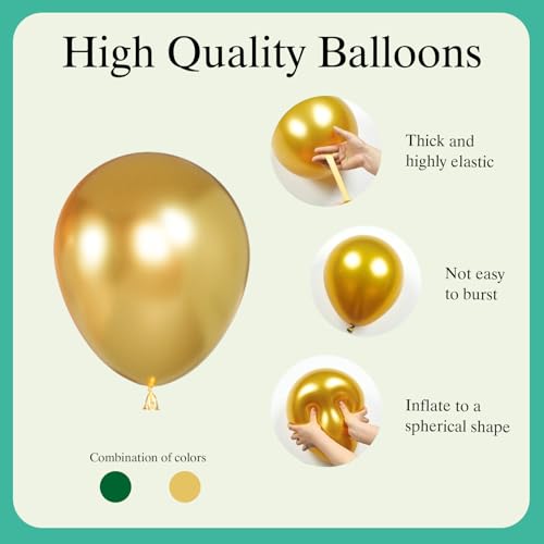Image of 65Pcs Green Gold Balloons Set, Dark Green & Metallic Gold Balloons, Confetti Latex Balloons for Birthday, Graduation, St. Patrick's Day, Jungle Party Decorations