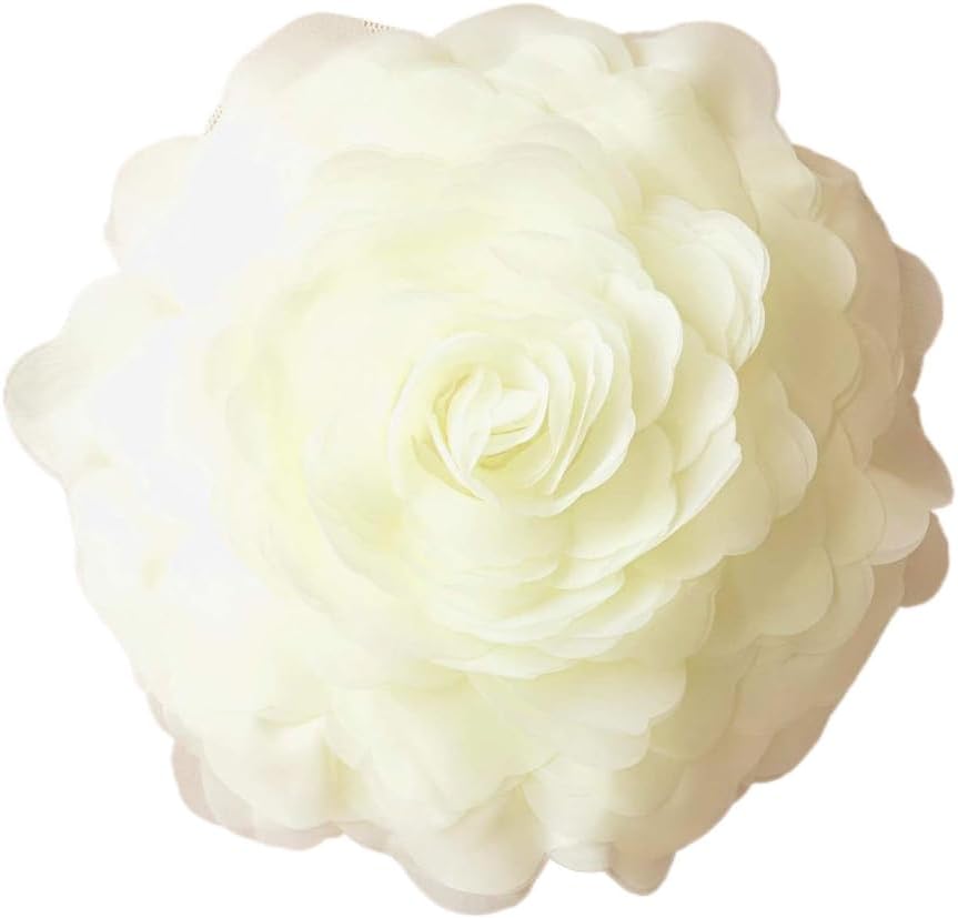 Rose Flower Round Throw Pillows Cover, Handmade Pillowslip Decoration Cushions for Living Room Sofa Bed