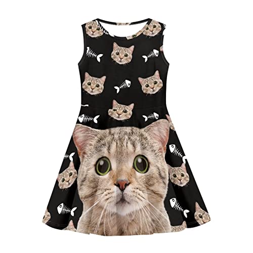 Modysero Print Girls Twirly Swing Tank Sundress Causal High Waist A Line Skater Dress for 3-16 Years Old