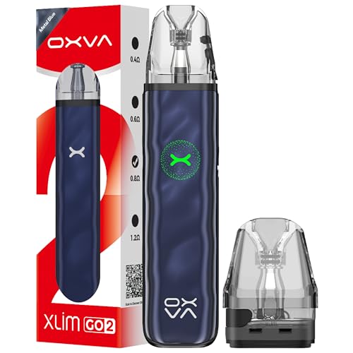 Oxva Xlim Go 2 Vape Pod Kit 1500 mAh & 2A Fast 30 Minute Charging, Unitech 2.0, 5-Day Use, 8 Colours, Built In Battery Pods, Refillable, No Nicotine (METAL BLUE)