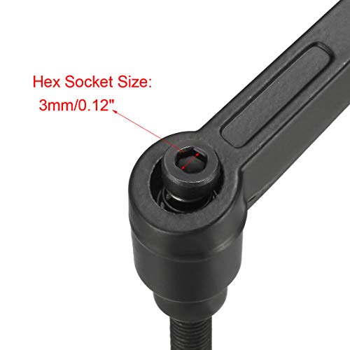 Image of uxcell M6 x 20mm Handle Adjustable Clamping Lever Thread Push Button Ratchet Male Threaded Stud Knobs Locking Rotating Screw Handles Quick Release Bolt Black 3pcs