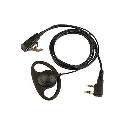 Jopto D Shape Ear Hook Headset D shape Earpiece Police Security Radio Headset PTT Mic Microphone Compatible with 2 PIN Kenwood HYT Puxing Wouxun Baofeng Lt-2288 Lt-3107 Lt-3260 Etc 2 Way Radio Cover