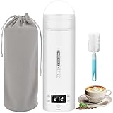 Portable Electric Kettle,450ML Electric Travel Kettle With 4 Smart Tempe Preset, Mini Tea Kettle Leakproof Coffee Cup with Clean Brush and Auto Shut-Off (L)
