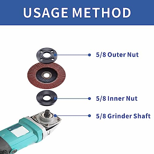 7PCS Angle Grinder Nut Angle Grinder Wrench Kit 5/8-11 Flange Metal Lock Nut for Compatible with Dewalt Milwaukee Makita193465-4 Metabo Bosch Ryobi Black Decker 4.5" 5" Grinder Parts by Fyjbnh - Image 5