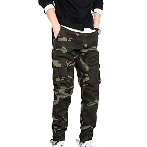 Chickwin-Shop Pantalones de Carga para Hombre Pantalón de Trabajo de Estilo Militar, Camo Casuales con Múltiples Bolsillos Pantalones Deportivos de Combate (Camuflaje Verde Militar,XL)