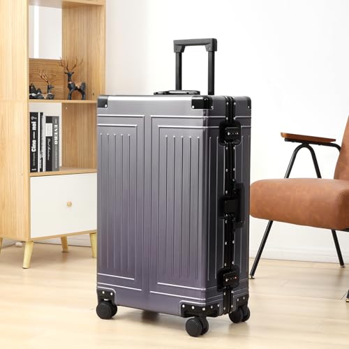 All Aluminum 20/28 Luggage Set，Cut from Whole Aluminum Sheet，22x14x9 Airline Approved ，（3rd Generation，Premium Metal zipperless suitcase ） (grey, 20+28inch)4