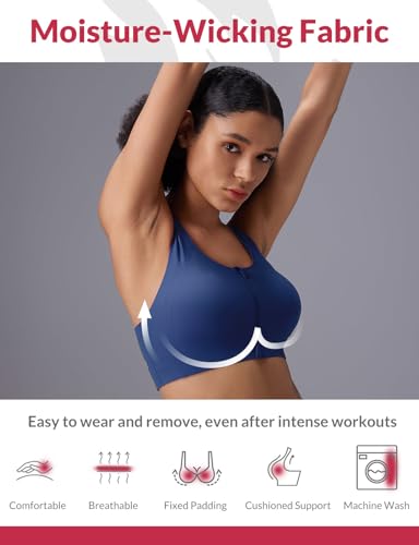 Image of baleaf Sweatleaf Adjustable Sports Bras for Women, Padded Racerback Yoga Bra, High Impact Molded Cup Workout Bra