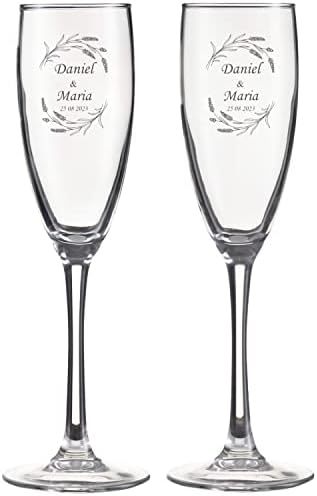 Wanapix | Pack of 2 Personalised Cava Glasses | With Name or Text...