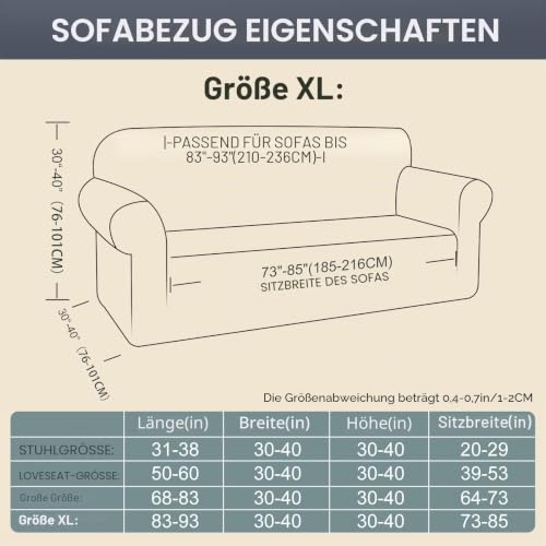 Luxshare Home Stretch Sofaüberzug waschbar Rutschfester Möbelschutz mit elastischem Bund & Schaumstoff Kratzfester Sofabezug für… – Ansicht 5