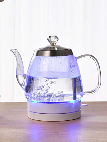 Bouilloire électrique en verre borosilicate transparent et éclairage LED moderne