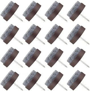 Dokpav 50 Pcs Felt Furniture Pad Nails, Brown Nail-in Wooden Furniture Pad, Round Heavy Duty Felt Nail-on, Skid Glide Chair Table Leg Nails, Floor Protector for Wooden Table Chair Sofa(24MM)