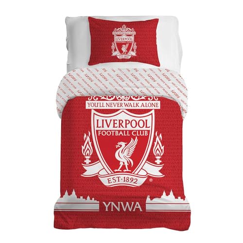 Character World Official Liverpool FC Single Duvet Cover Set, Tone Design | Red Reversible 2 Sided Football Bedding Cover Official Merchandise Including Matching Pillow Case