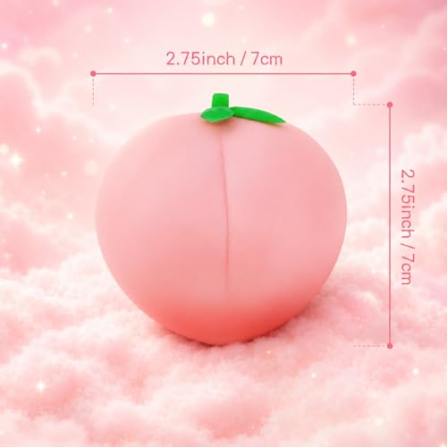 Juicy Peach Fruit Squishy, Fast Rising Stress Relief Fruit, Realistic Fruit Fidget Hand Toy for Anxiety & Sensory Needs, Classroom Rewards & Calming Toys for Teens Adults (Juicy Peach Pink) - Image 4