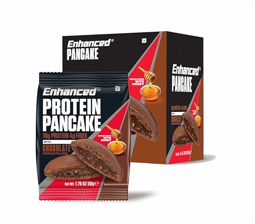 Enhanced Labs Protein Pancakes - Chocolate Cream Filling (Pack of 5) –10gm Protein, 3gm Fiber, No Maida, No Refined Sugar, Sweetened with Honey- Ready To Eat Healthy Breakfast, Healthy Snack, 5*50 gm