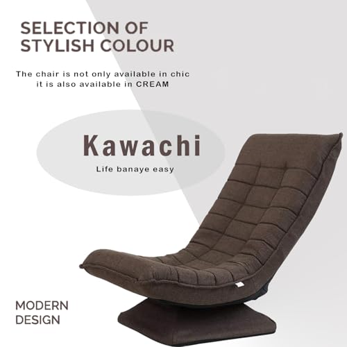 Image of Kawachi Folding Swivel Chair Leisure Lounge Sofa 360 Degree Rotation Adjustable Recliner Floor Chair Brown