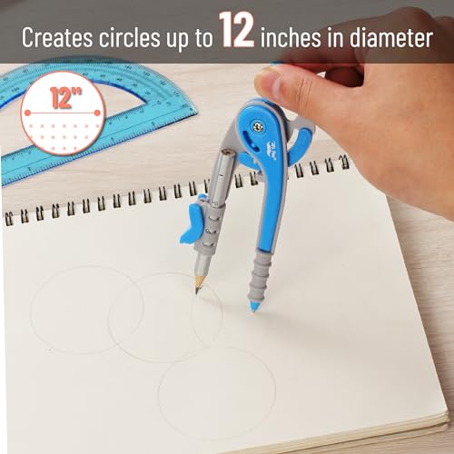 Image of Mr. Pen- Geometry Compass and Protractor Set, 6 Inch Compass | 6 Inch Protractor, Drawing Tool for School, Clear Plastic, Easy Grip, Precision Design for Math, Art, Drafting, Architecture