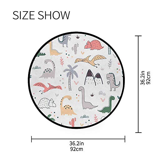 Tapis antidérapant rond dinosaure résistant à l'eau salon - 5