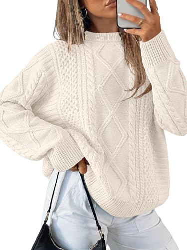 ANRABESS Sweaters for Women Oversized Cable Knit Fall...