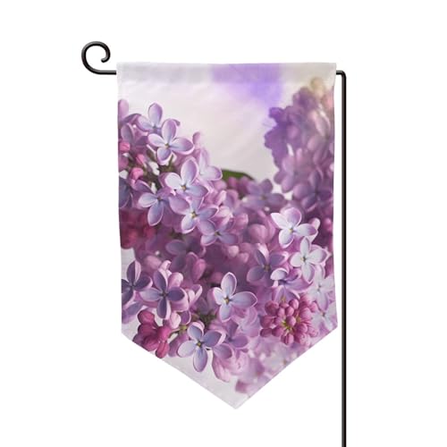Drapeau de jardin de 30,5 x 45,7 cm, bannière extérieure double face, drapeau de bienvenue saisonnière, décoration extérieure, ferme, fleurs lilas, drapeaux pour terrasse, pelouse et décoration de