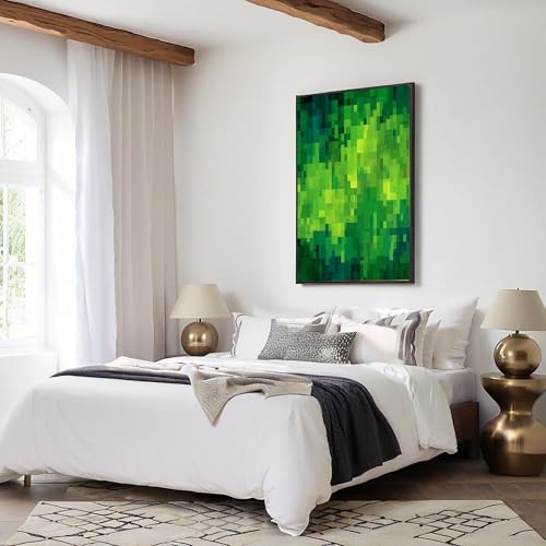 Cuadros estilo pixel art GDJSMIN con diseño abstracto de bloques verdes 60x80 cm 5