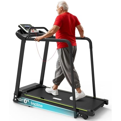 Redliro Walking Treadmill with Long Handrail for Balance, Recovery Fitness Exercise Machine Foldable for Home use with Holder for Phone & Cup,LCD Disp