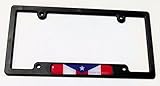 Puerto Rico Rican Flag Black Plastic Car License Plate Frame Dome Decal