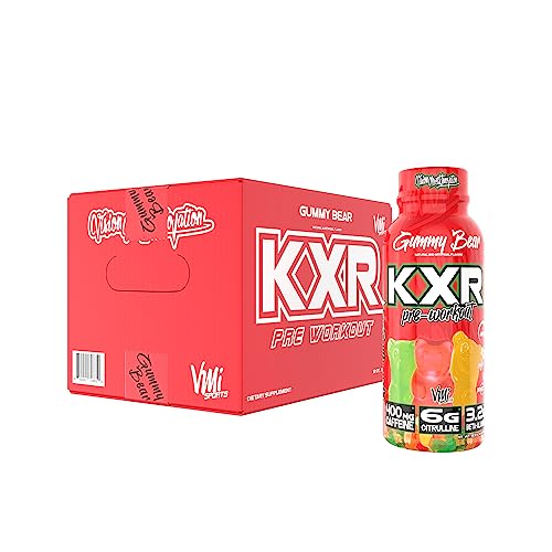 Image of VMI Sports KXR High Stimulant Pre-Workout Energy Ready to Drink 400mg Caffeine, 6g Citrulline, 3.2g Beta-Alanine | Delicious - Convenient - Powerful | 12.5 oz Bottles (Gummy Bear, 12 Bottles)