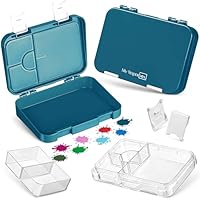 My Vesperbox – Len - Bento Box Kinder - Lunchbox mit 4+2 Fächern - extrem robust – Brotdose – Brotbox ideal für Kindergarten und Schule… (Petrol)