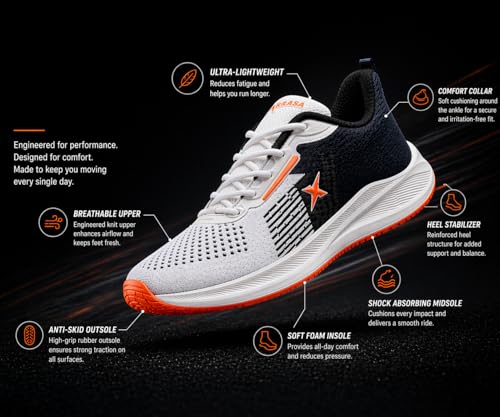 Image of Kraasa Men's Running Shoes | Breathable Mesh Upper | Lightweight Phylon Sole | Cushioned EVA Insole | Comfortable Sports & Casual Sneakers for Gym, Walking & Daily Use