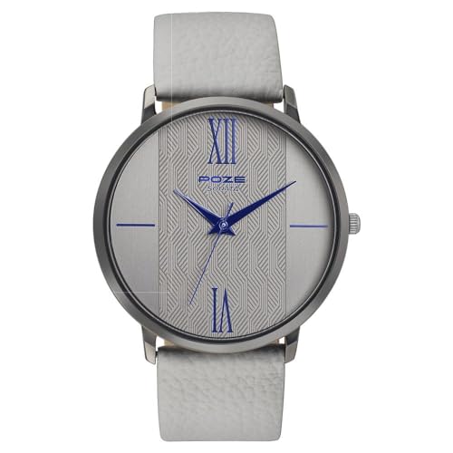 Image of Sonata Poze Quartz Analog Grey Dial Leather Strap Watch for Men-SP70004QL01