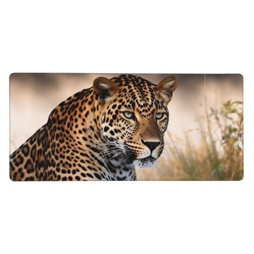 Tapis de souris de jeu XXL 90x40 cm motif léopard africain imperméable