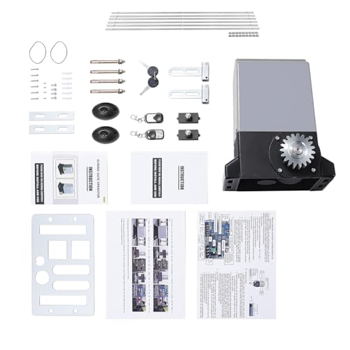 MBUYI Kit complet pour porte coulissante, motorisation de porte de garage, 550 W, avec 2 télécommandes, pour ouverture de portail, moteur de porte de garage avec 6 x 1 m de crémaillère, jusqu'à 1200
