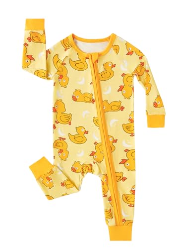 Image of MOSSRIVER Bamboo Viscose Baby Long Sleeve Romper, Cute Pumpkin Prints Zipper Footless Jumpsuit, Toddler One-Piece Outfits