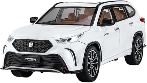 Image of 1:24 Crown Kluger SUV Model Car - Red Alloy Diecast Pull Back Toy with Sound, Light & Openable Doors - Gift for Kids Boys Girls (White)
