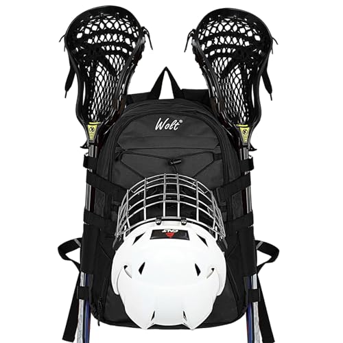 WOLT Lacrosse Bag-Lacrosse Backpack with Two Sticks Holder-Large Field Hockey Bag Holds All Sport Gears
