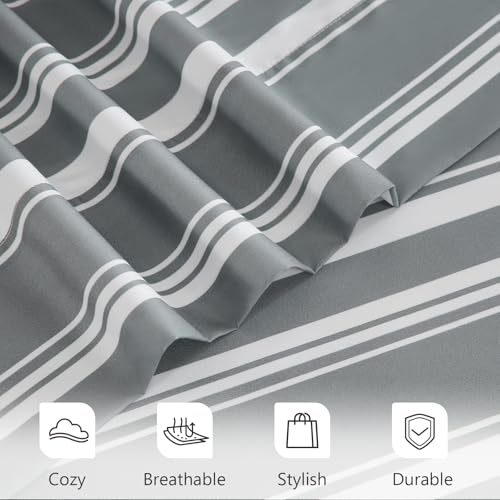 Image of MCO 4Pieces Striped Sheets Set, Breathable Queen Sheet Set with 16 inch Deep Pocket,Modern & Luxury, Brushed Microfiber Bedding Set(Queen, Gray)