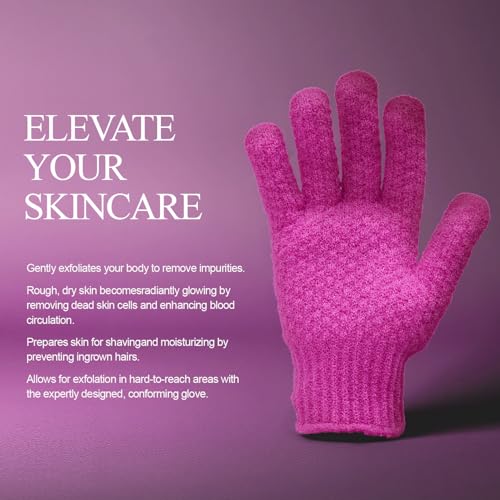 Evridwear Exfoliating Dual Texture Bath Gloves for Shower, Spa, Massage and Body Scrubs, Dead Skin Cell Remover, Gloves with Hanging Loop (1 Pair Innuendo Heavy Glove)