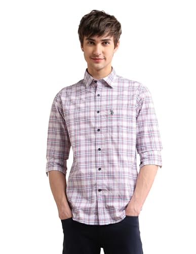Image of U.S. POLO ASSN. Checked Regular Fit Cotton Shirts for Men - 100% Cotton, Full Sleeve Mens Casual Shirts