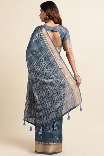 Image of MIRCHI FASHION Women Saree Cotton Blend Kalamkari Printed | Comfortable Office and Regular Daily Use Sari with Unstitched Blouse Piece