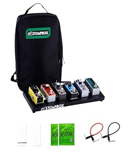 🎸14" SOLID AND DURABLE GUITAR PEDAL BOARD AND CASE KIT: Solid construction, nice black finish, and sturdy rubber feet pedalboard and case kit 🎸EASY TO USE: Suitable for: Mini effects pedals; easy to carry and set up; 🎸PORTABLE Mini GUITAR PEDAL BOARD...