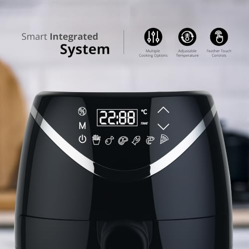 Image of IBELL 3.2L Oil-Free Digital Air Fryer, 800W Healthy Cooking Air Fryer with Smart Touch Panel, LED Display, Adjustable Temperature, Timer & Preset Programs, Black