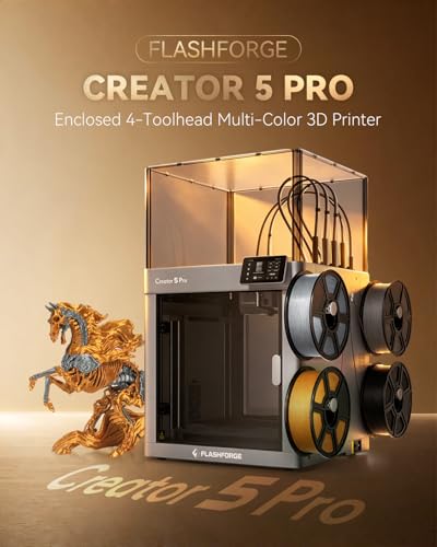 FLASHFORGE Creator 5 Pro Industrial 3D Printer, 65°C Active Heated Chamber, HEPA13 Air Filtration, 4-Extruder Independent System, 600mm/s High-Speed Printing, 256mm³Build Volume - Image 3