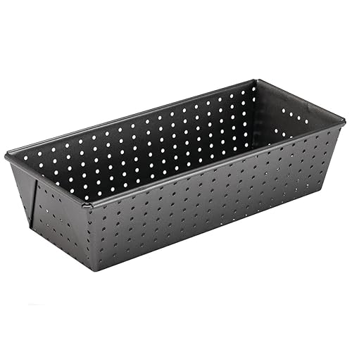 Perforated Bread Pan - Carbon Steel Non-Stick Loaf Pan - 10 Inches x 4.5 Inches x 3 Inches - Ideal for Baking Crusty Bread, Wheat Bread, Italian Bread, and More - Even Baking and Crispy Crusts - Easy