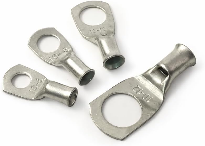 (10x) 10mm² Cable Size Copper Tube Terminals Crimp/Solder Cable Lugs Eyelets Battery Wire Connector (Select) Hole/Stud Size (6mm Hole)