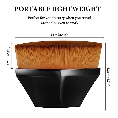 3 Stück Magic Foundation Brush, Flacher Foundation Pinsel Oval Make-up Pinsel Kabuki Flat Top Puder Gesicht Pinsels Groove Design mit Kasten (Schwarz)