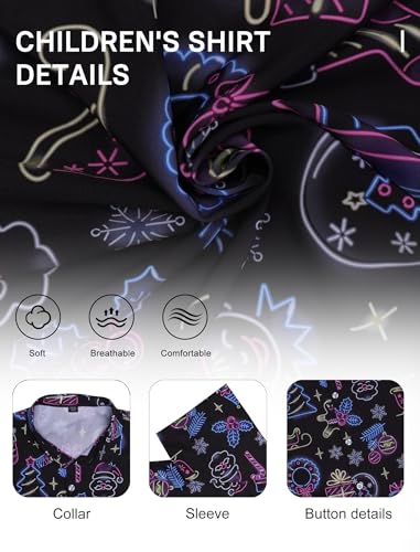 Image of Hawaiian Shirt for Boys Button Down Wrinkle Free Shirt Short Sleeve Funny Beach Casual Summer Print Top for Kids 4-15 Years