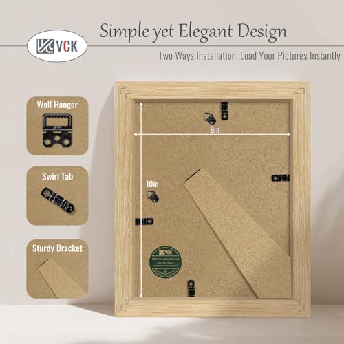 Image of VCK 8x10 Picture Frame Set of 3, Natural Wood Frames, Gallery Wall Decor Photo Frames for Wall Mounting Horizontally or Vertically