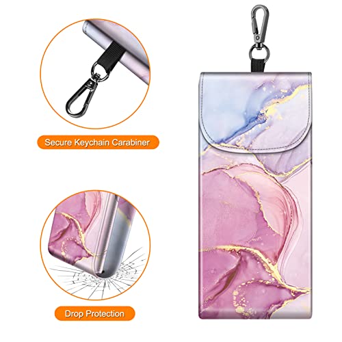 Image of FINTIE Double Glasses Case with Carabiner Hook, Portable Vegan Leather Eyeglass Case Anti-scratch Sunglasses Pouch